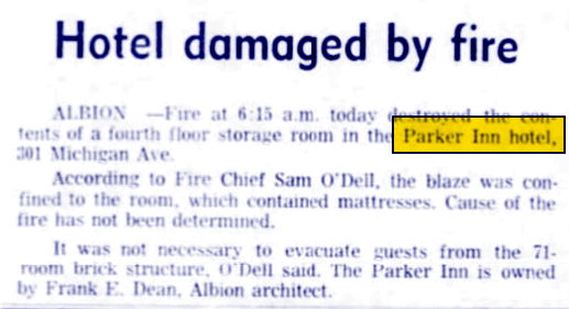 Parker Inn Hotel (Munger Place Apartments) - 1969 Fire